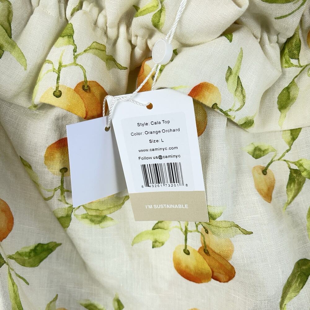 NWT CAMI NYC Cala Off Shoulder Orange Orchard Linen Top Size Large $264 Retail - Picture 5 of 11